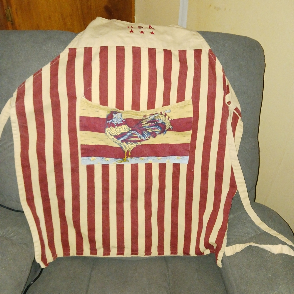 Striped Apron with Rooster Design